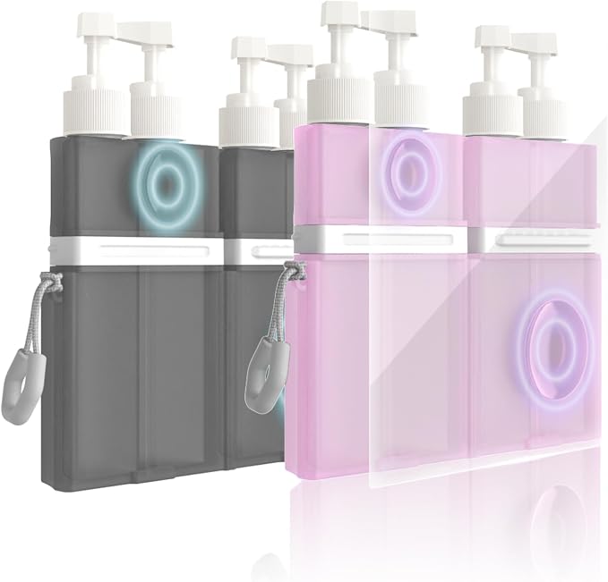 2P 4 in 1 Travel Toiletry Containers, TSA Approved Refillable Travel Size by TechoEcho