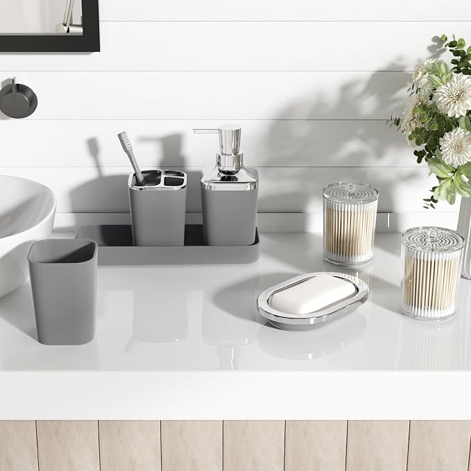 Grey Bathroom Accessories Set, Bathroom Sets - Image 8