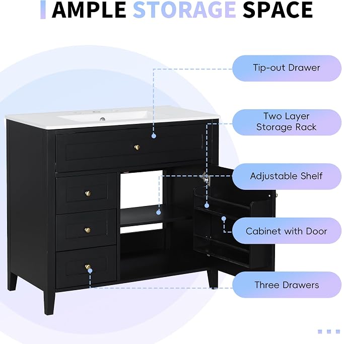 Harper & Bright Designs 36" Bathroom Vanity - Image 5