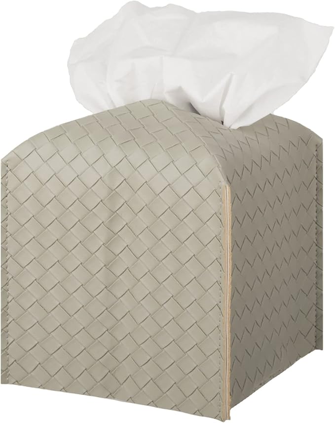 Tissue Box Cover PU Leather Tissue Holder Square Facial Tissue Case Facial by zoocatia