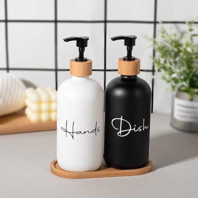 17 oz Hand Soap Dispenser Empty Glass Lotion Pump Bottles, Refillable Liquid - Image 2