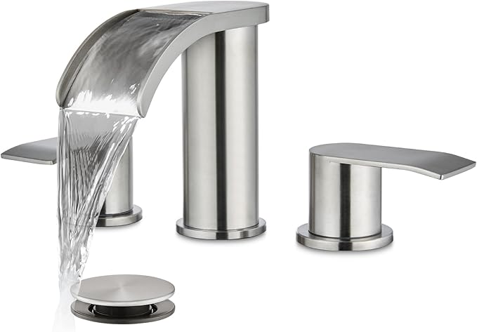 gotonovo Waterfall 8 inch Widespread Bathroom Faucet Set Bathroom Sink Faucet 3 by HOME