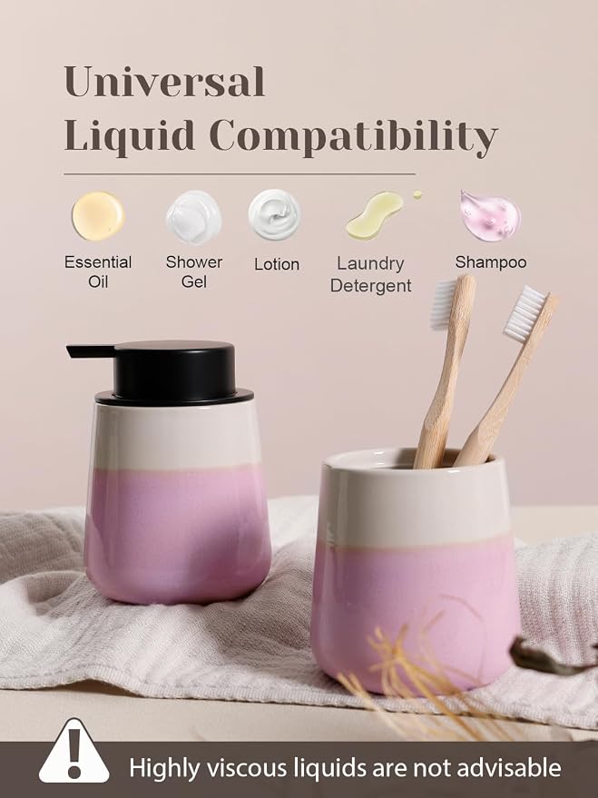 INGOFIN Ceramic Hand Soap Dispenser - 12 oz Liquid Lotion Dispenser Bathroom - Image 7
