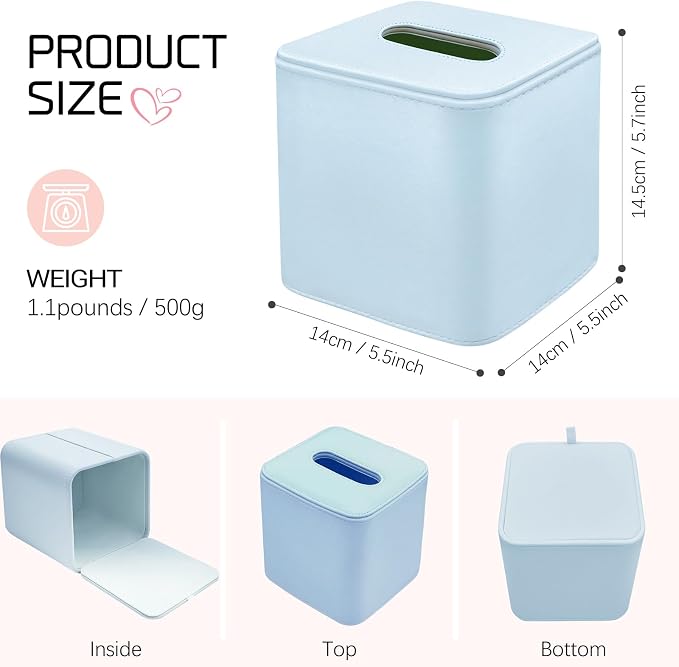 Tissue Box Holder Square PU Leather Stylish Facial Tissue Box - Image 4