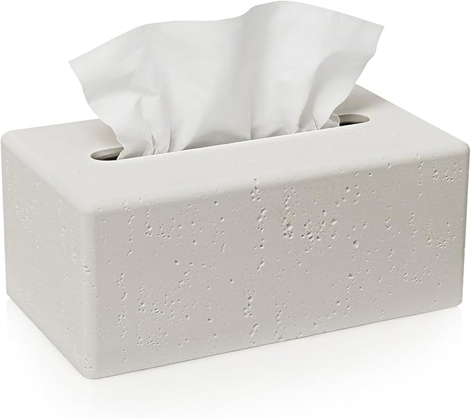 Tissue Box Cover Rectangle, Resin Decorative Facial Tissue Holder Covers Toilet by Xeano