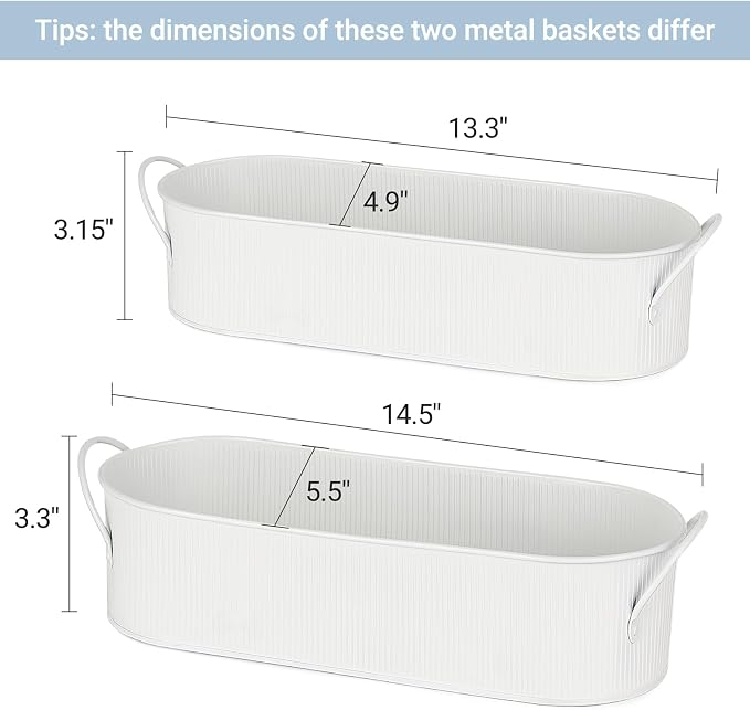 Mkono Metal Storage Basket for Toilet Tank Top Bathroom Decor, Galvanized Tray - Image 6