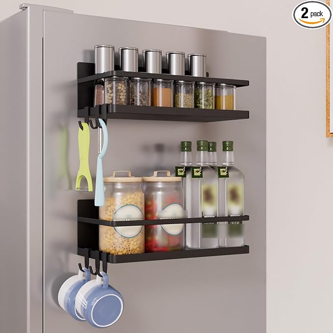 Magnetic Spice Rack for Refrigerator, 2 Pack Magnetic Shelf, Fridge Magnet by Unknown