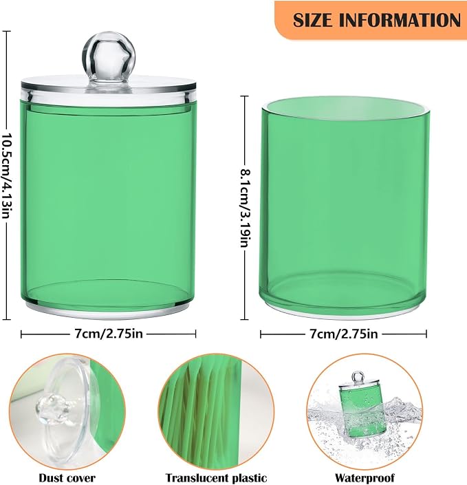 Navy Green Qtip Holder Organizer Dispenser Cotton Swabs Cans Plastic Jars - Image 3