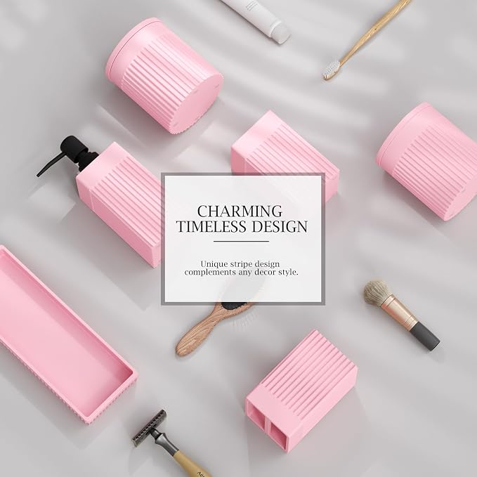 6-Piece Pink Bathroom Set - Image 7