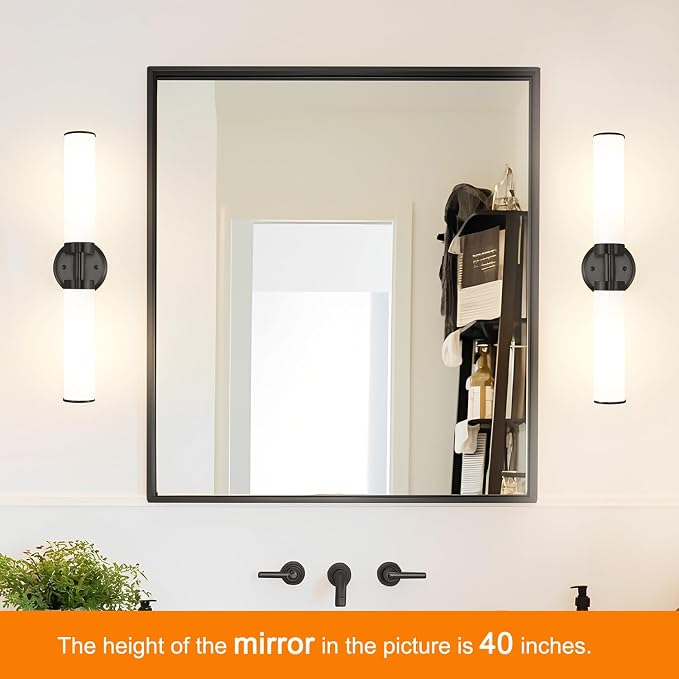 Matte Black Wall Sconces Set of 2, Modern Bathroom Vanity Lights - Image 2