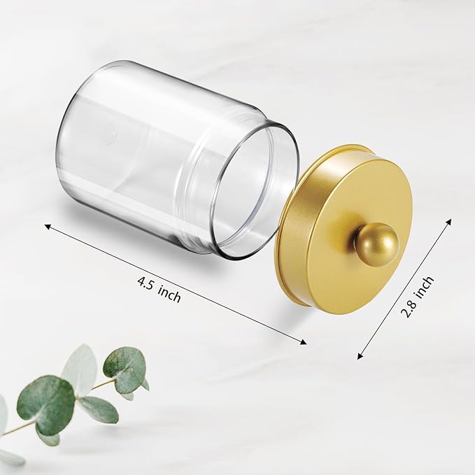 Amolliar Qtip Holder Dispenser - 8 oz Plastic Apothecary Jar Containers - Image 6