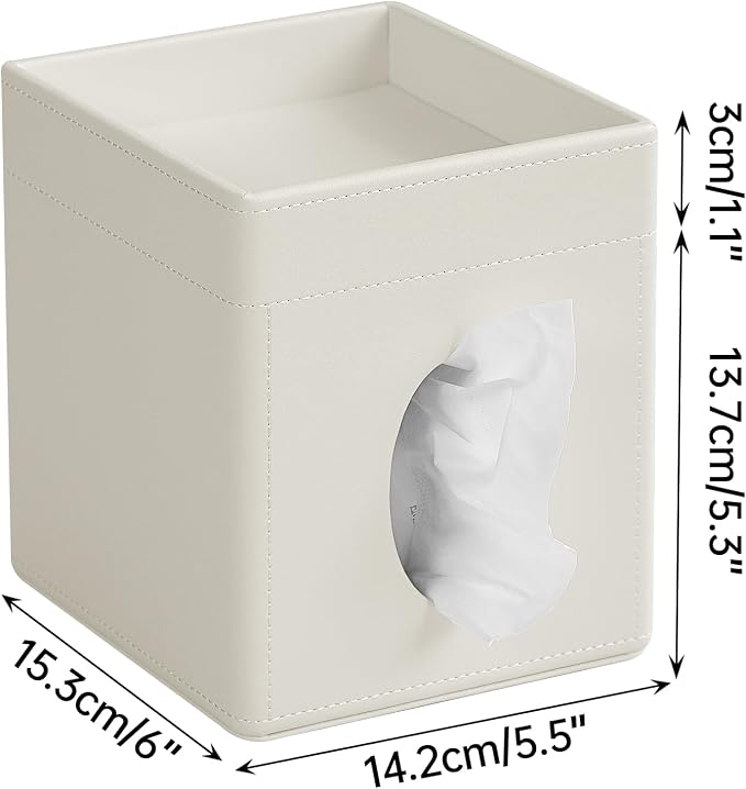 Tissue Box Cover, PU Leather Square Tissue Box Holder - Image 7