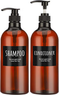 Empty Plastic Bottles with Labels, Segbeauty 33.8oz Large Brown Shampoo by Segbeauty