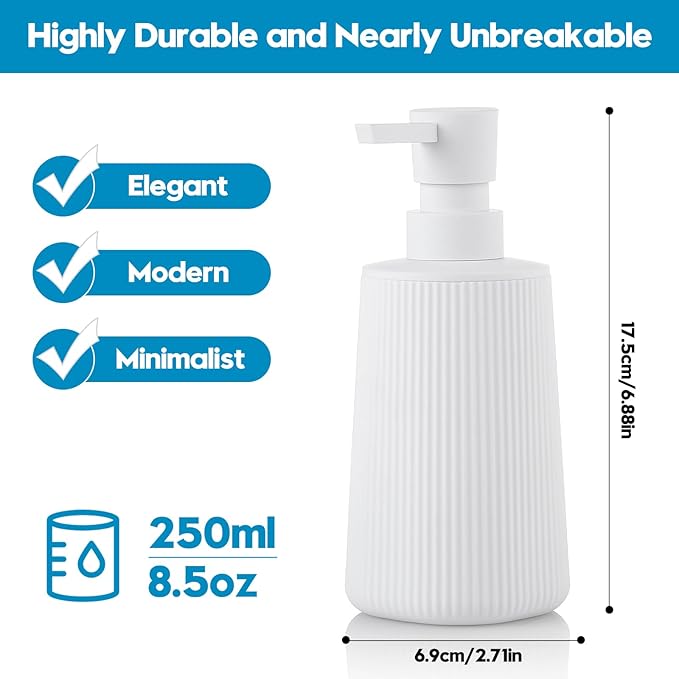 Small Soap Dispenser for Bathroom and Kitchen, Modern Farmhouse Striped Style - Image 6