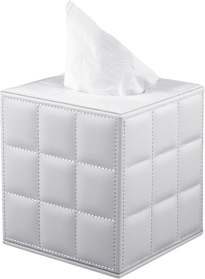 Tissue Box Cover Square, Stylish PU Leather Tissue Box Holder by RHCSZ