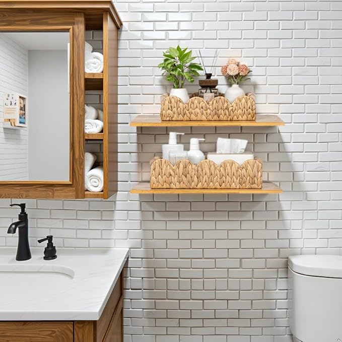 Decorative Toilet Paper Storage Basket, Modern Farmhouse Home Decor Scalloped - Image 2