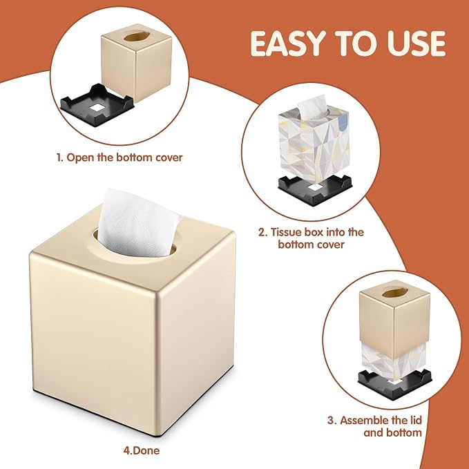 Tissue Box Cover, Decorative Square Facial Storage Tissue Box Holder, Home - Image 6