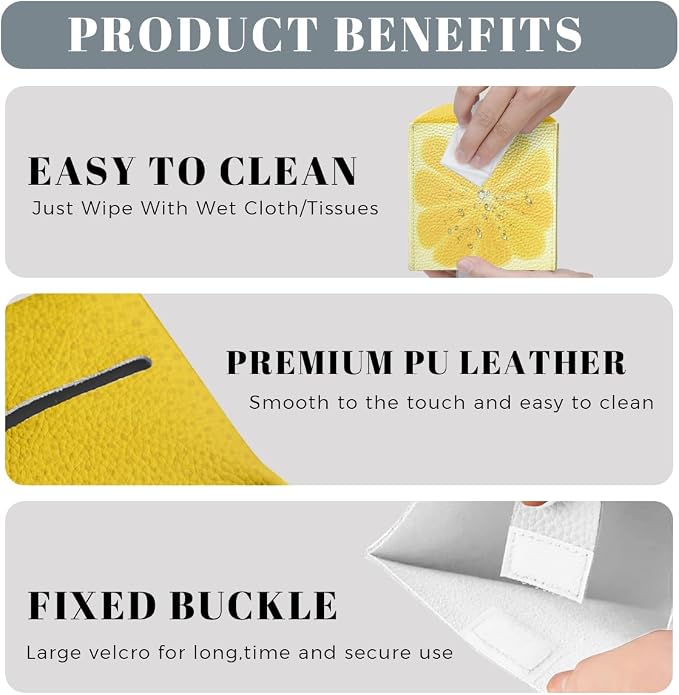 Cute Fruit Tissue Box Cover Funny Yellow Lemon Leather Tissue Box Holder Square - Image 4