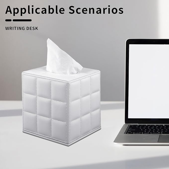 Tissue Box Cover Square, Stylish PU Leather Tissue Box Holder - Image 7