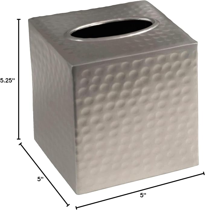 Monarch Abode Tissue Box Cover Square – Hand Hammered Pewter Metal Tissue - Image 7
