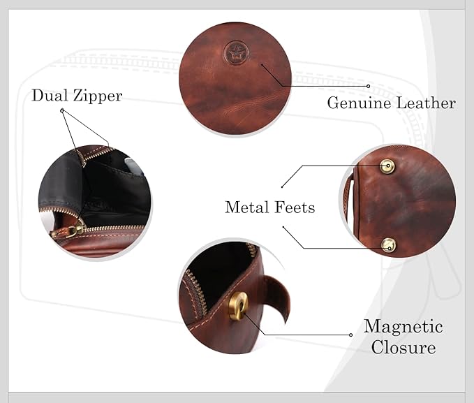 Leather Toiletry Bag for Men | Grooming Travel Kit | - Image 3