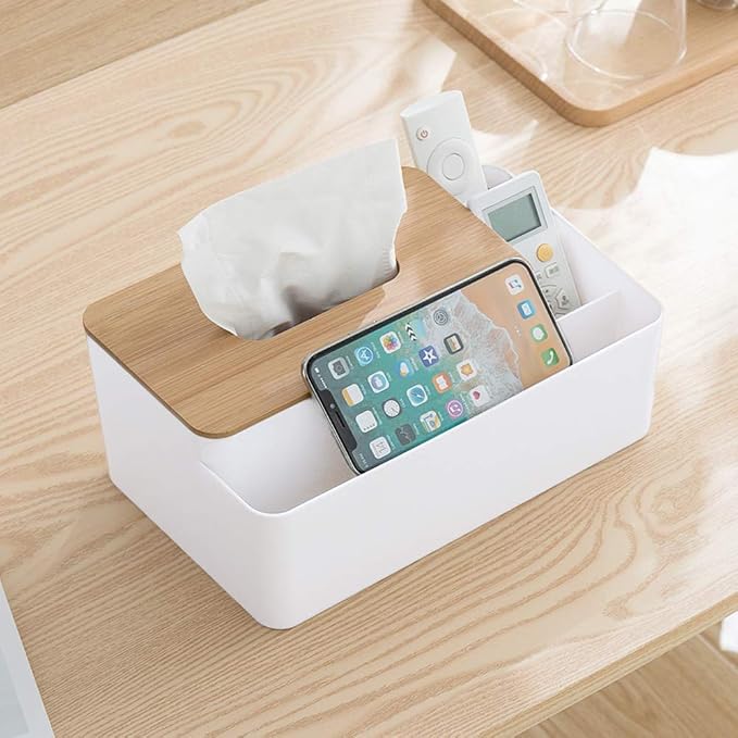 Poeland Multifunction Tissue Box Rectangular Facial Tissue Holder Dispenser - Image 3