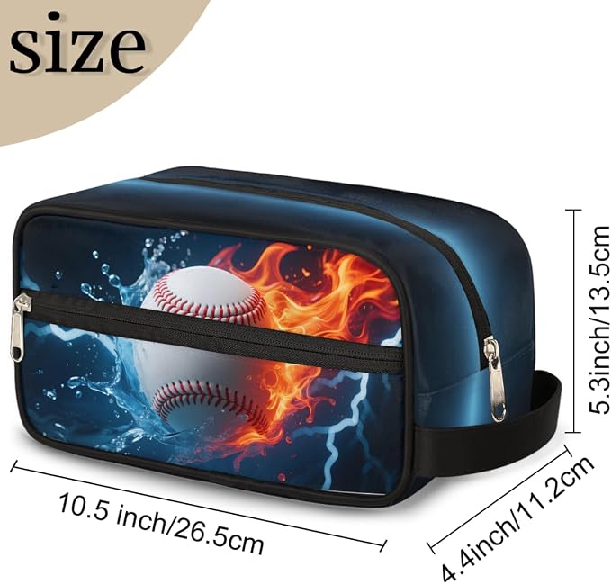 Abstract Fire Water Baseball Kids Toiletry Bag - Image 3