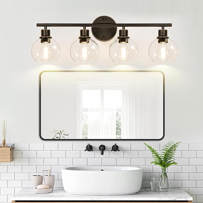 4-Light Bathroom Light Fixtures, Oil Rubbed Bronze Bathroom Lights Over Mirror - Image 9