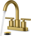 FORIOUS 4" Brushed Gold Bathroom Faucet Centerset 4 Inch, 2 Handle 2 Hole Gold by FORIOUS