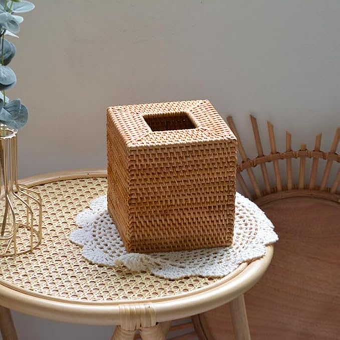 Rattan Tissue Box Cover Square, Wicker Tissue Box Holder, Decorative Woven - Image 6