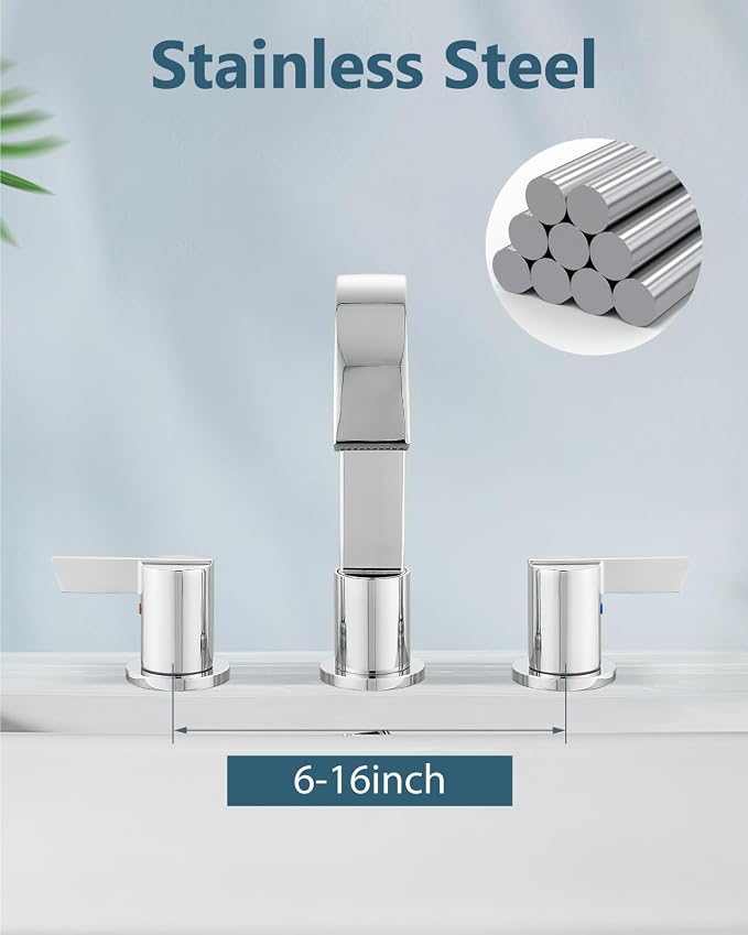 Aolemi Bathroom Faucets 3 Hole, 8 Inch Widespread Waterfall Bathroom Sink Faucet - Image 4