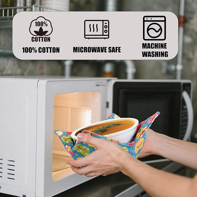 Cotton Microwavable Bowl Cozy ，Set of 6，Microwave-Safe Hot Bowl Holders - Image 4