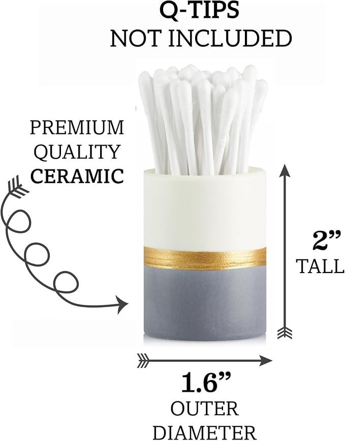 Qtip Holder - White/Navy with Gold Stripe - Q Tip Holder - Image 3