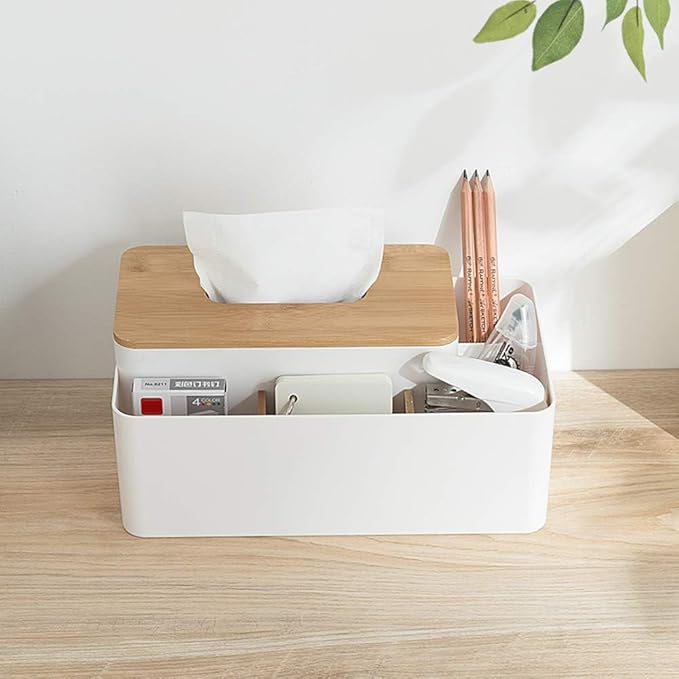 Poeland Multifunction Tissue Box Rectangular Facial Tissue Holder Dispenser - Image 2