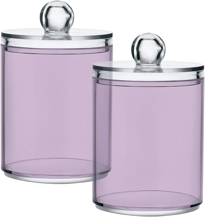 Thistle Purple Qtip Holder Organizer Dispenser Cotton Swabs Cans Plastic Jars - Image 2