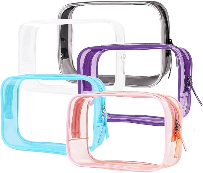 Buminee Clear Pouch Small, 6.6"x2.3"x4.7" Size TSA Approved Toiletry Bag by Buminee
