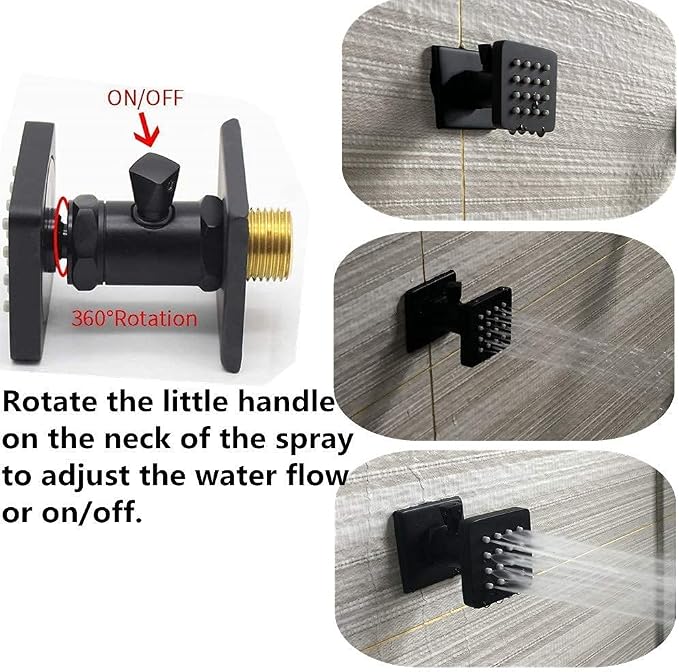 Shower Body Spray Solid Brass Massage Jets Wall Mount, Matte Black Showerhead - Image 2