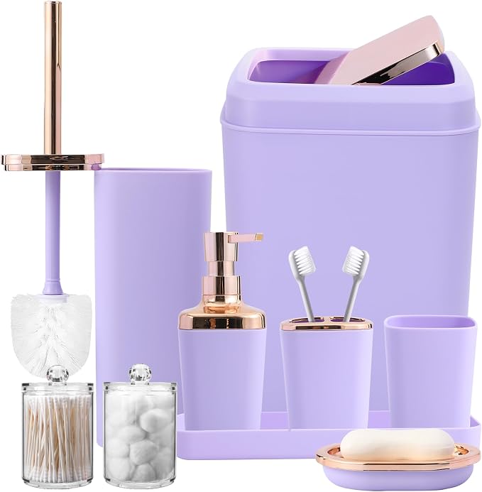 9-Piece Bathroom Accessories Set, Soap Dispenser, Toothbrush Holder, Toothbrush by BetterbathroomwithXLHOME