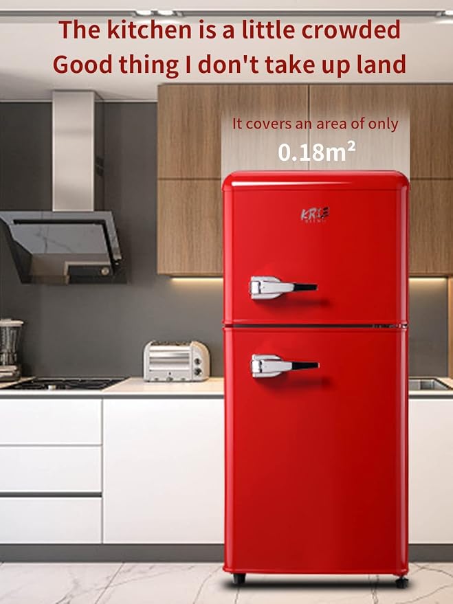 Mini Fridge With Freezer, Refrigerator With 2 Doors, 7- Level Adjustable - Image 5