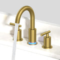 FORIOUS LED Bathroom Faucet Gold, 3 Hole Bathroom Faucet Brushed Gold Widespread by FORIOUS
