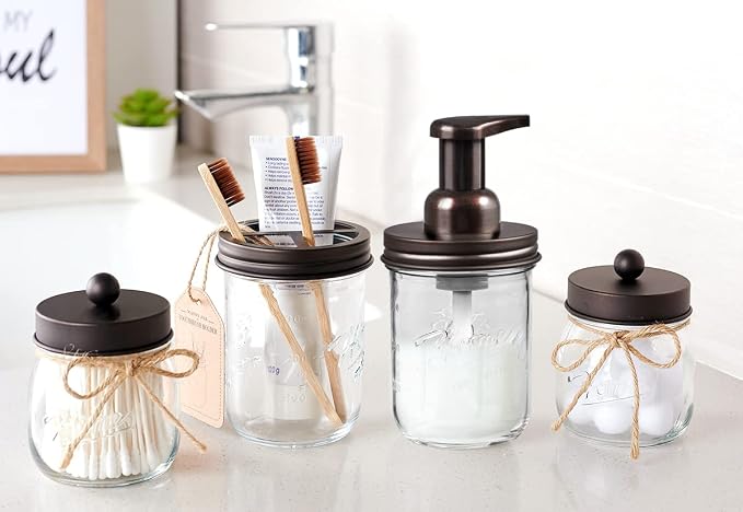 SheeChung Mason Jar Foaming Soap Dispenser, Glass Foaming Hand Soap Dispensers - Image 7
