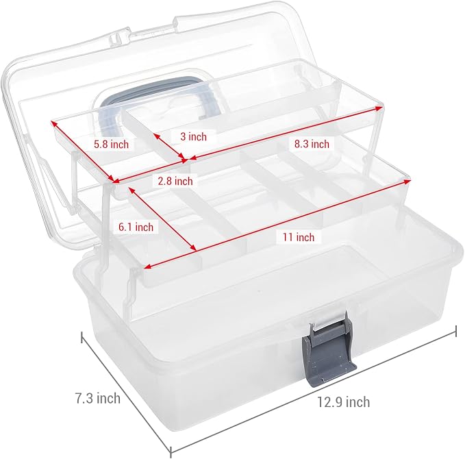 MyGift 13 Inch Transparent Plastic Empty Multipurpose Storage Box - Image 6