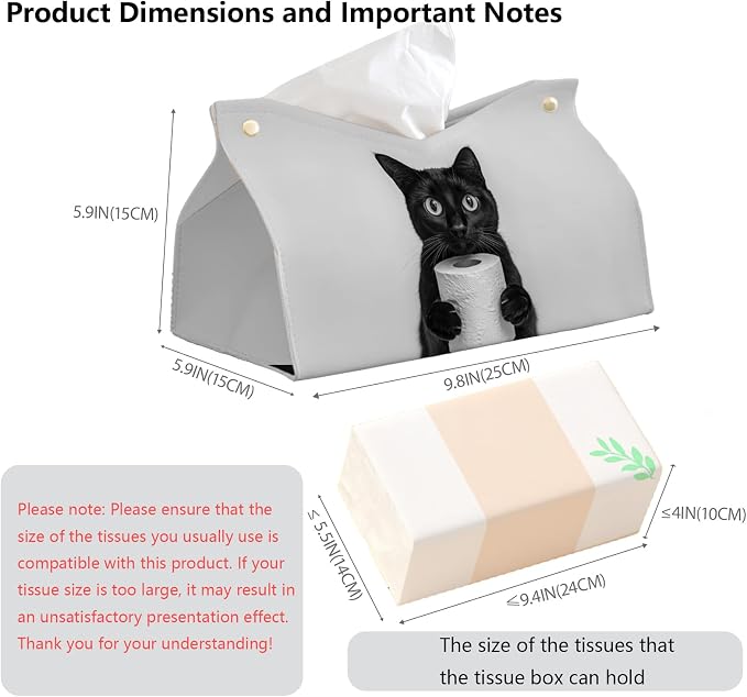 Cute Black Cat Leather Tissue Box Cover - Image 7