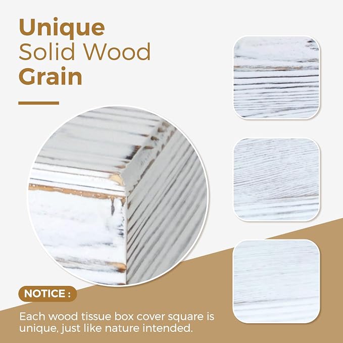 Wood Tissue Box Cover Square, Rustic White Tissue Box Cover, Decorative Cube - Image 6