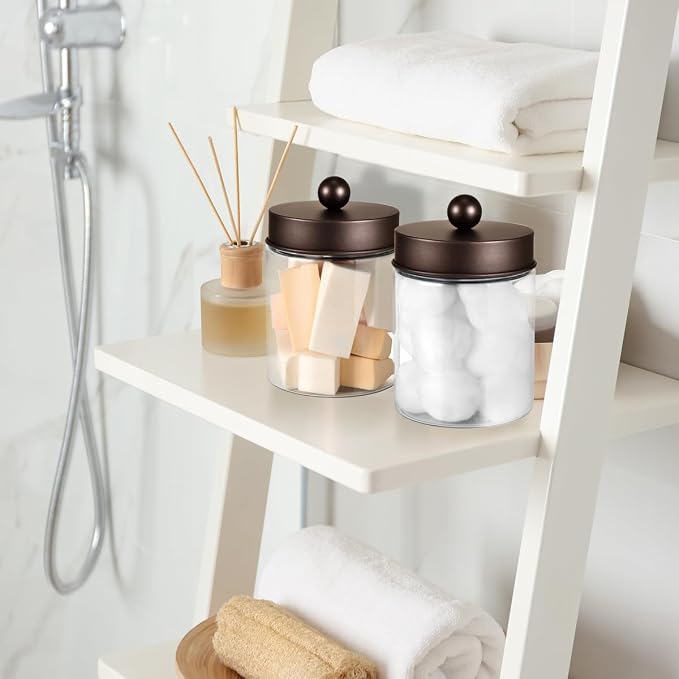 3PC Farmhouse Decor Qtip Holder Apothecary Jars Bathroom Vanity Storage - Image 6