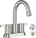 Phiestina Brushed Nickel 4 Inch 2 Handle Centerset Lead-Free Bathroom Sink by Phiestina