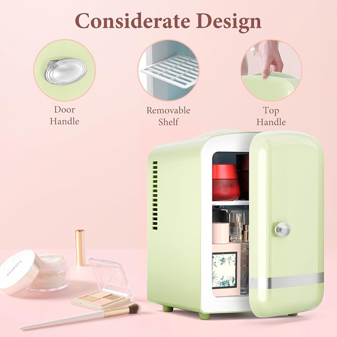 Xbeauty Retro Mini Fridge, Compact Refrigerator - Image 4