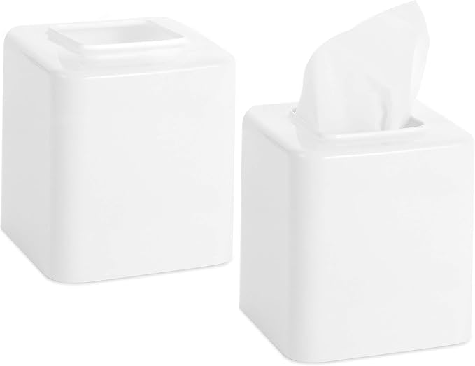 Youngever 2 Pack Tissue Box Covers, Plastic Square Tissue Box Holders, Square by Youngever
