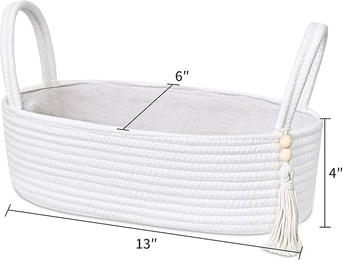 ABenkle Rope Boho Storage Basket, Small Woven Bathroom Organizer, Decorative - Image 2