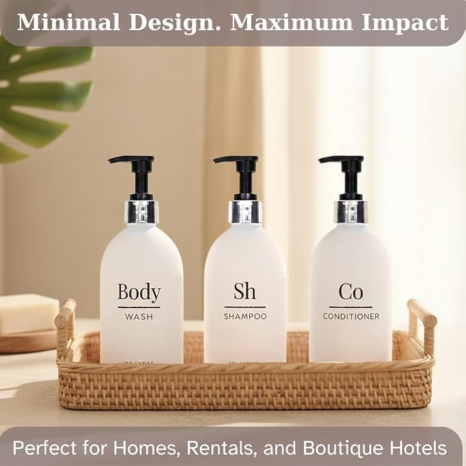 Shampoo & Conditioner Shower Dispenser Set, Pearl White - Image 5